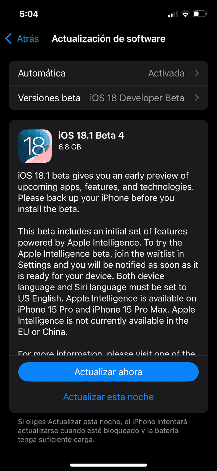 iOS-18.1-Beta-actualizacion iOS-18.1-Beta-actualizacion