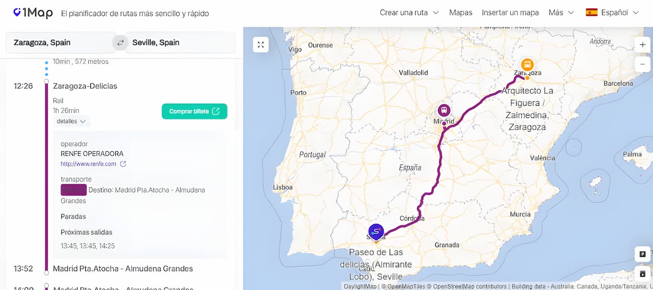 ruta-Zaragoza-Sevilla-con-1Map ruta-Zaragoza-Sevilla-con-1Map
